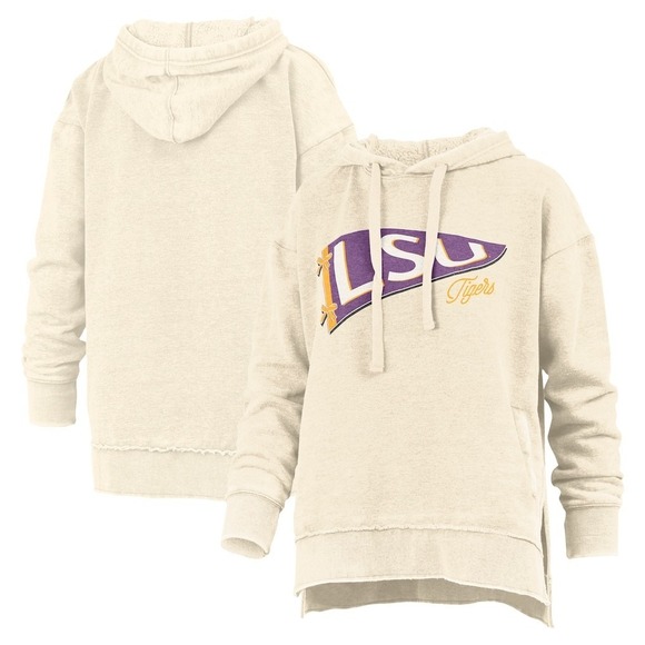 Pressbox Tops - Women's Pressbox  Cream LSU Tigers Marni Pullover Hoodie Size L Retail $74.99